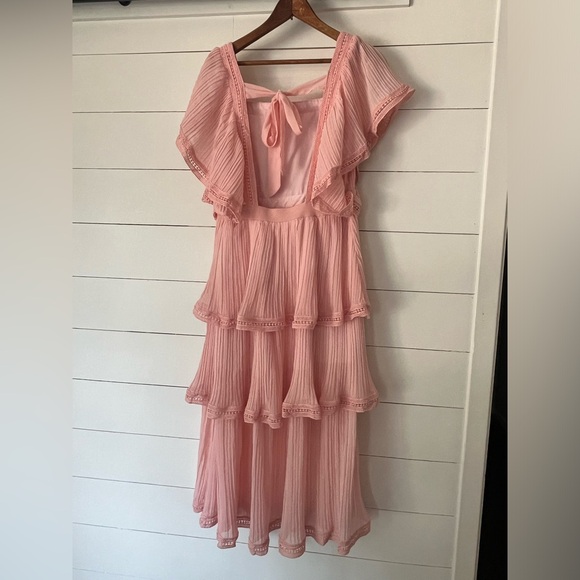 Women’s Blush Pink Ruffled Tiered Dress, Shower, Wedding, Large - Picture 4 of 5